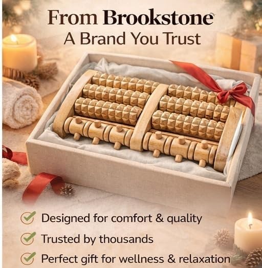 Brookstone Foot Massager for Neuropathy & Plantar Fasciitis Relief – Wooden Foot