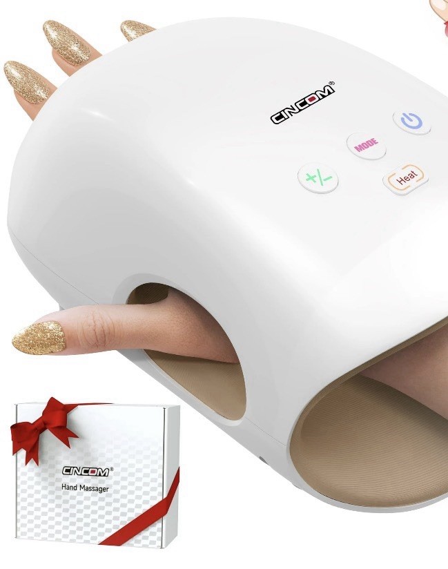 CINCOM Cordless Hand Massager with Heat and Compression White New In Box
