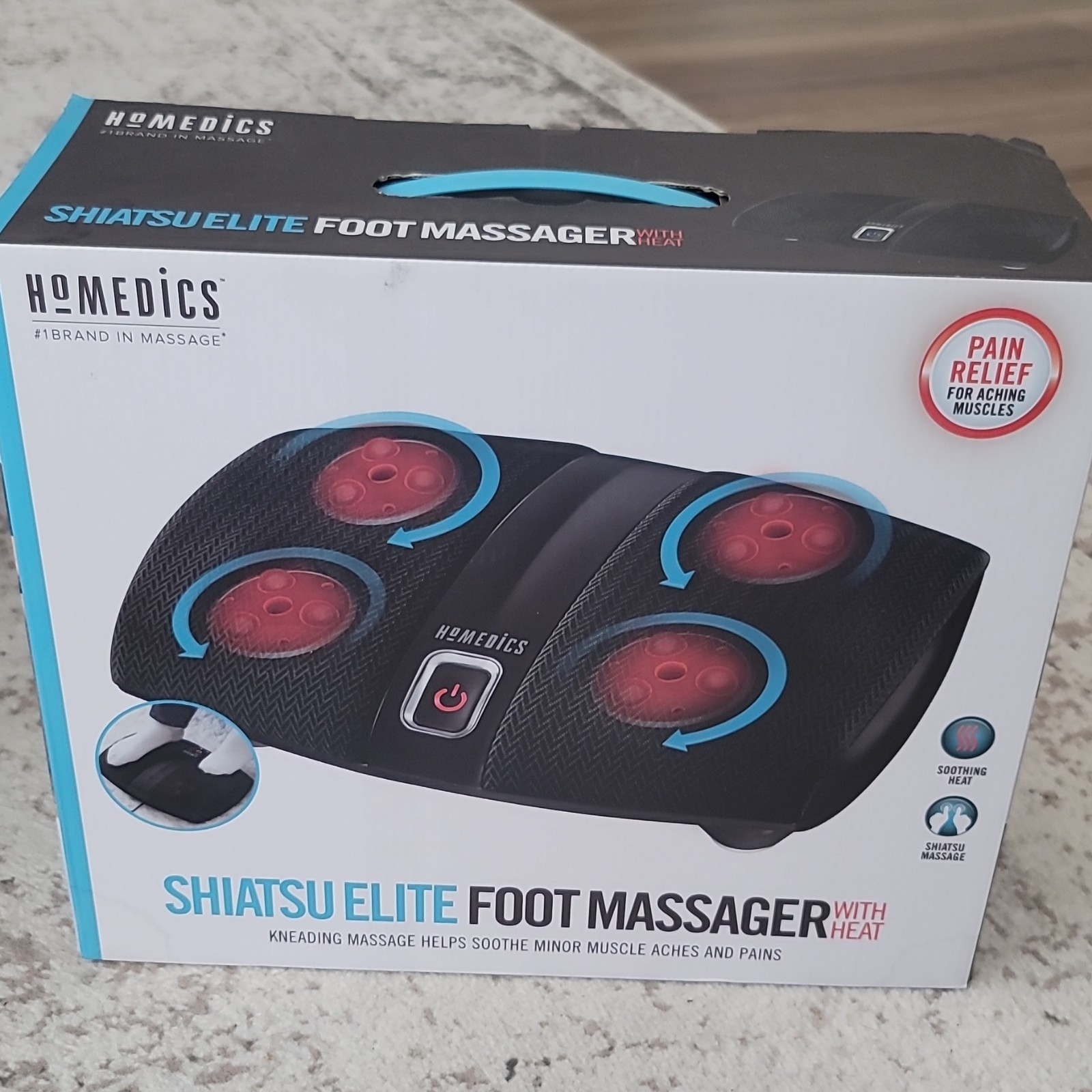 HoMedics Shiatsu Elite Foot Massager Black Heated Kneading Toe-Touch Control