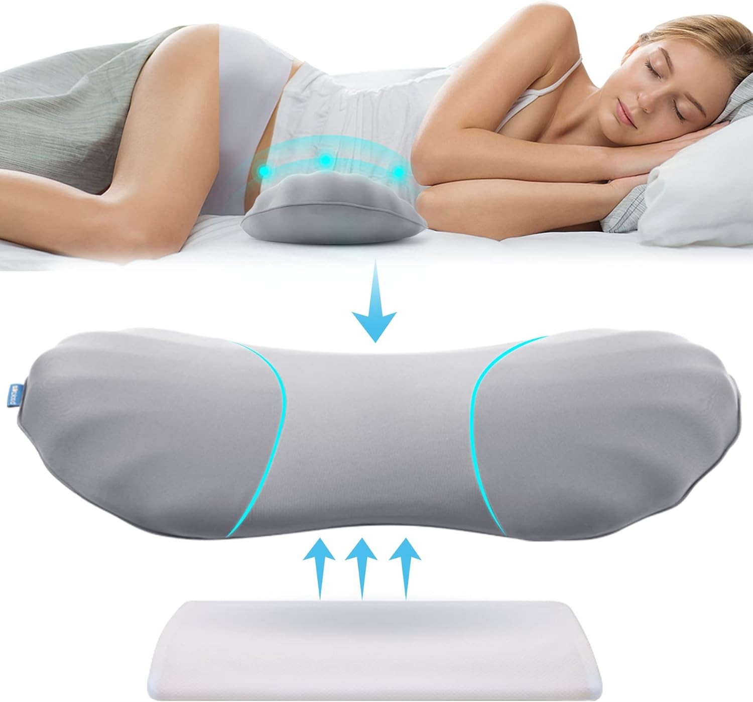 3 In 1 Lumbar Support Pillow Smooth Spine Triple Fusion Back Massager