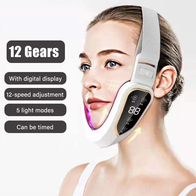 LED Facial Slimming Belt – Vibration & Light Therapy for Skin Firming