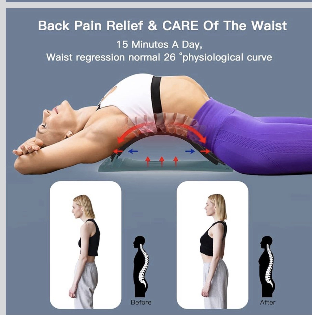 Kdojacul Back Stretcher Multi-Level Adjustable Lumbar Support