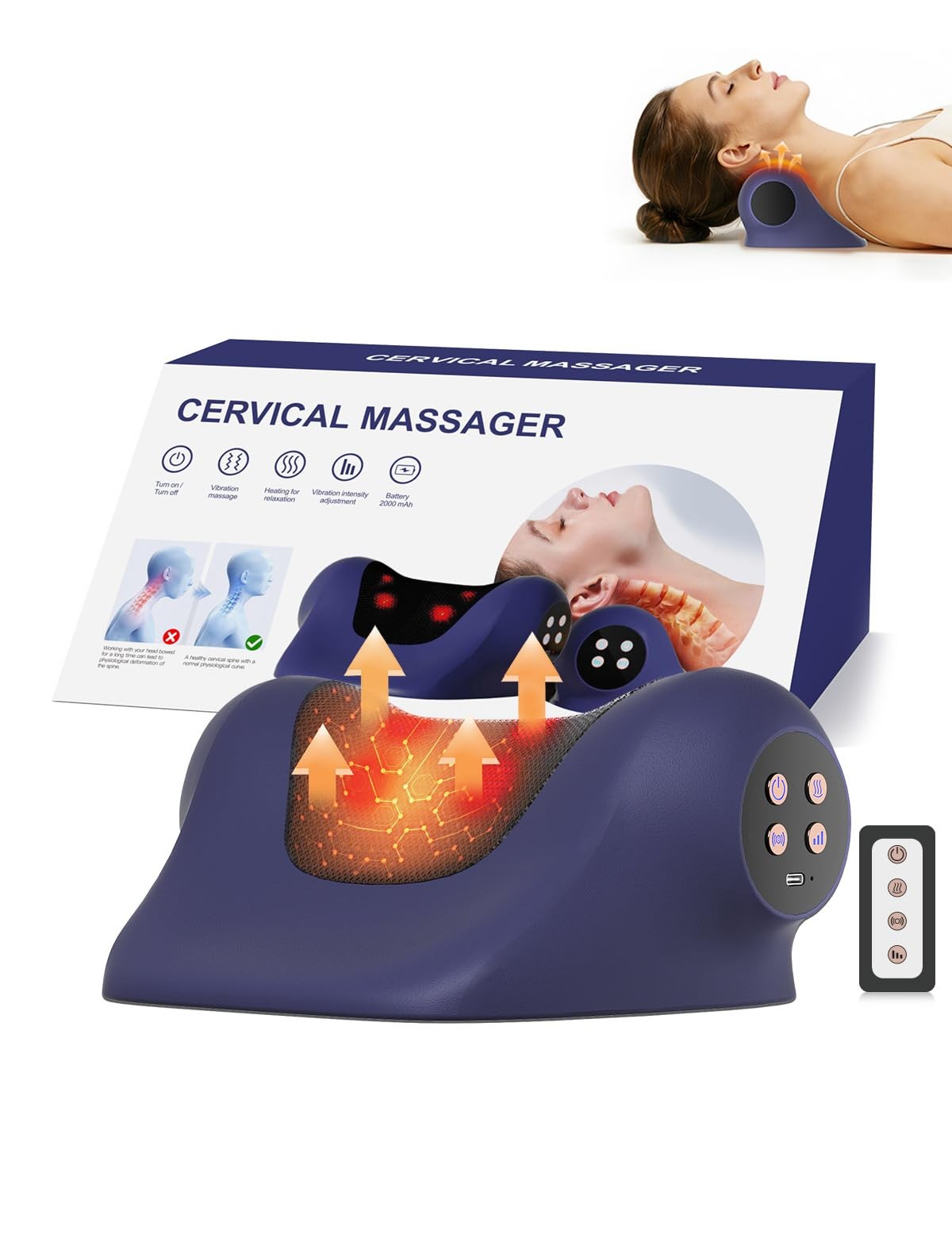 Heated Neck Stretcher for Pain ,Cervical Traction Device,3 Vibration Modes Po…