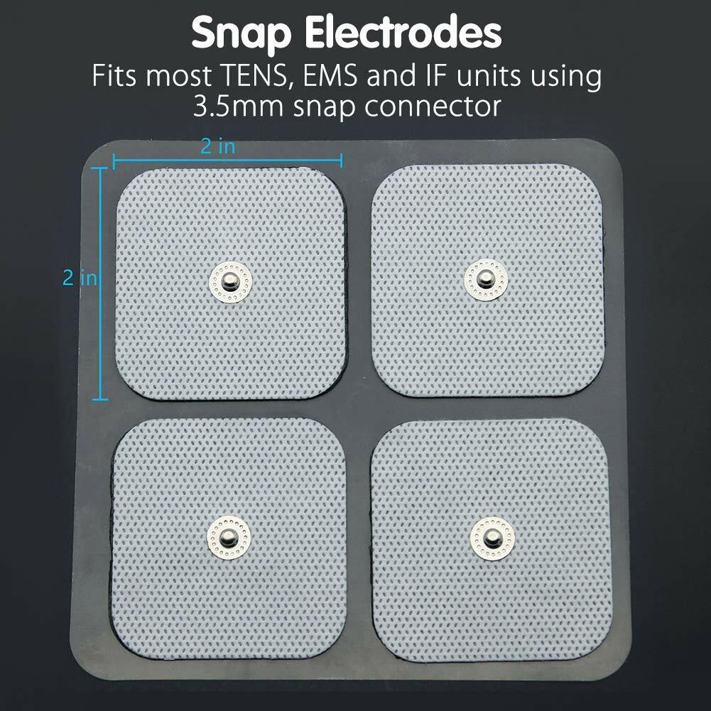 40PCS Snap On Replacement Electrode Pads For TENS Unit Self Adhesive 2″x2″ White