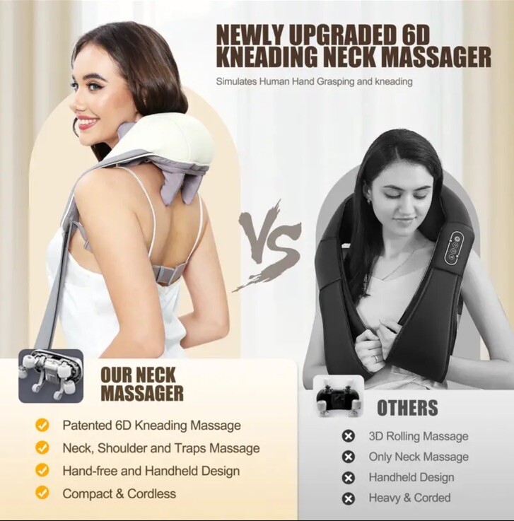 NEW High Quality Portable Handheld Shiatsu Neck + Back Massager *US SELLER*