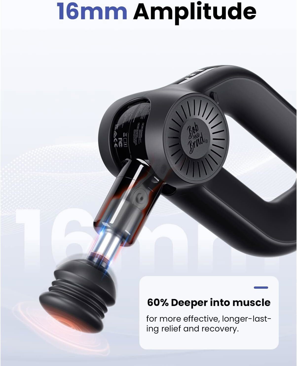 D6 Deep Tissue Massage Gun Percussion 16mm Amplitude Deep Muscle for Athletes