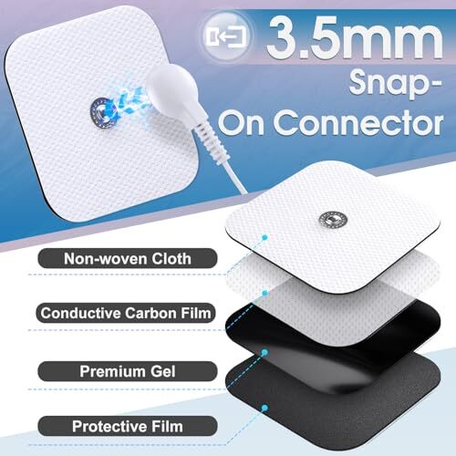 T-E-N-S Unit Replacement Pads 3.5mm Snap Electrode Pads Self-Adhesive Elec…