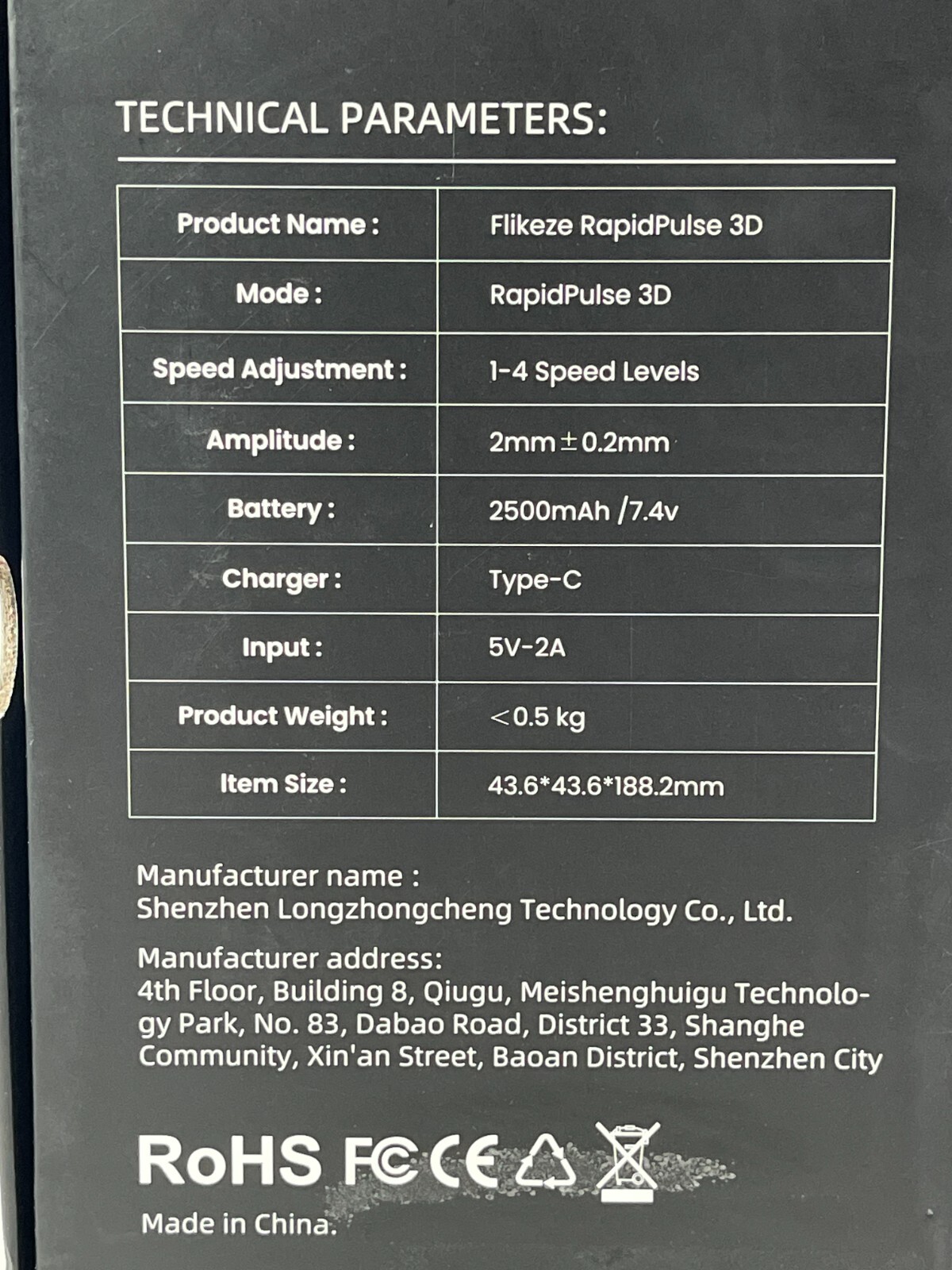 Flikeze RapidPulse 3D Gray 1-4 Speed Levels USB Type-C Massage Gun