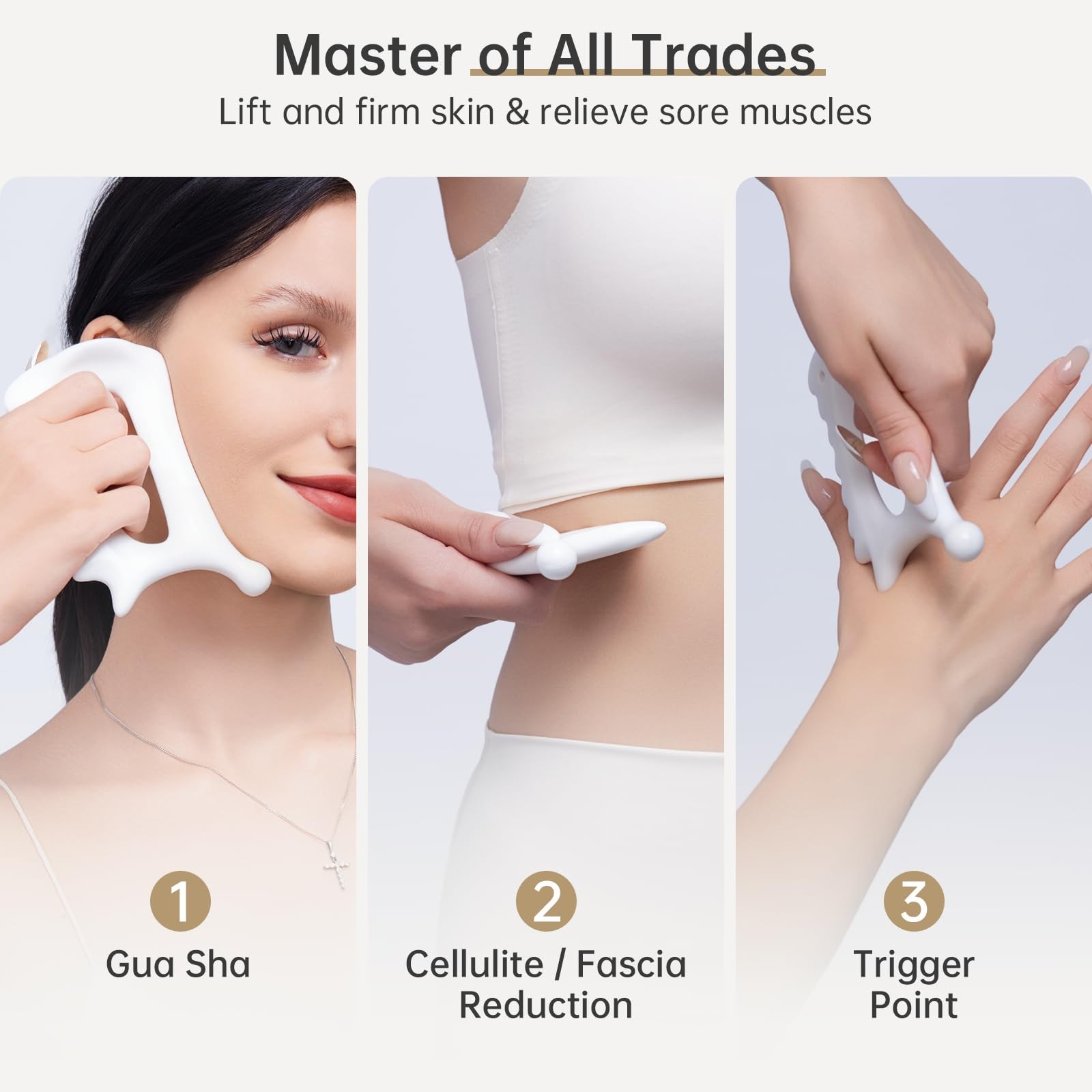 Body Gua Sha Tool,6-in-1 Gua Sha Tools for Lymphatic Drainage,Ceramic Body Gu…