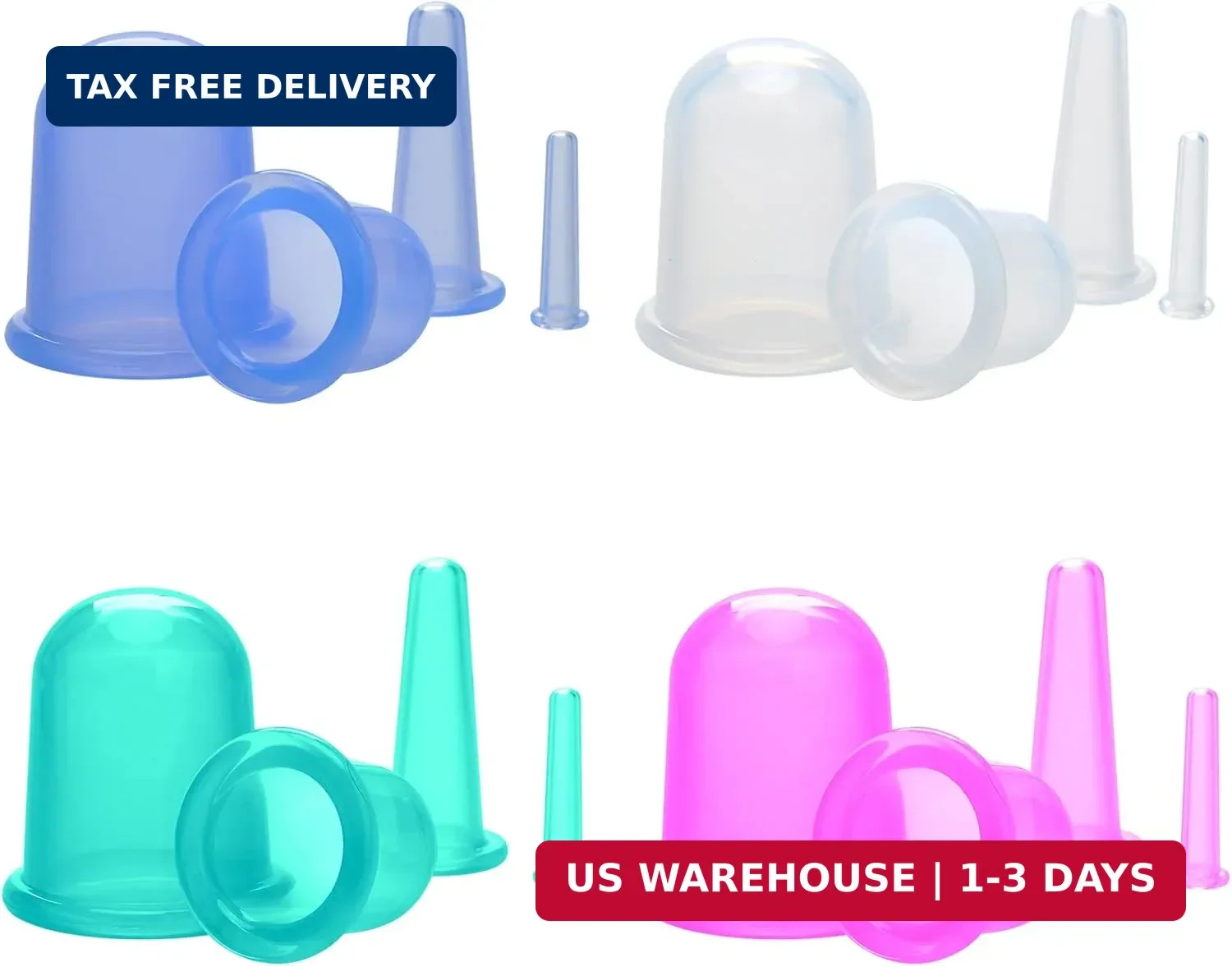 lychee Anti Cellulite Cupping Therapy Set for Family 4Pcs Silicone Vacuum Massag