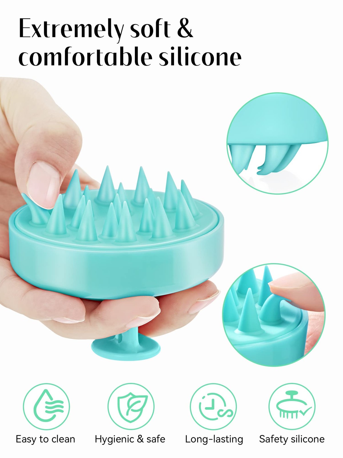 HEETA Scalp Massager Hair Growth, Soft Silicone 1 Count (Pack of 1), 02-green