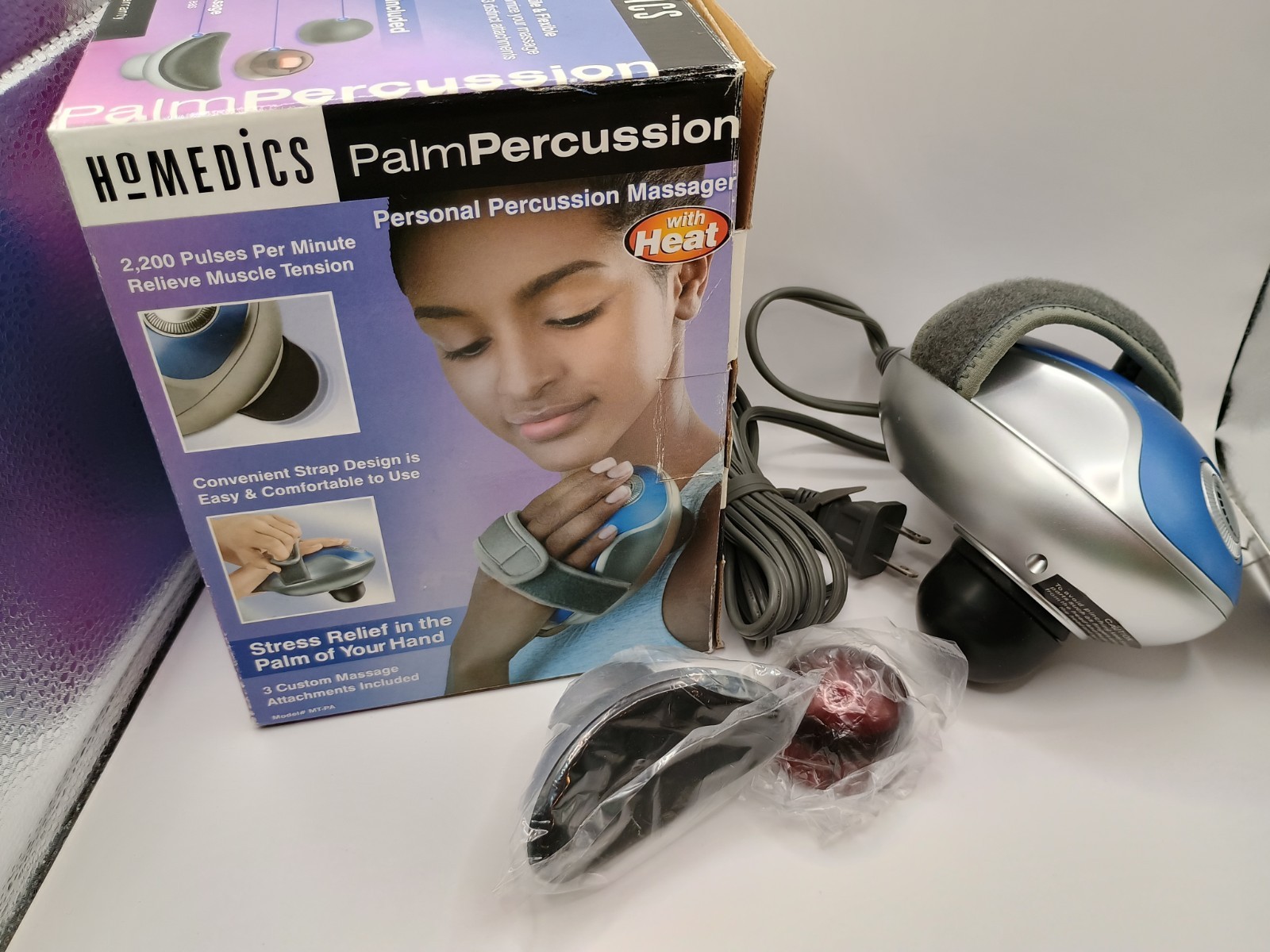 HoMedics Palm Percussion Personal Body Heat Massager 3 Head Attachments Open Box