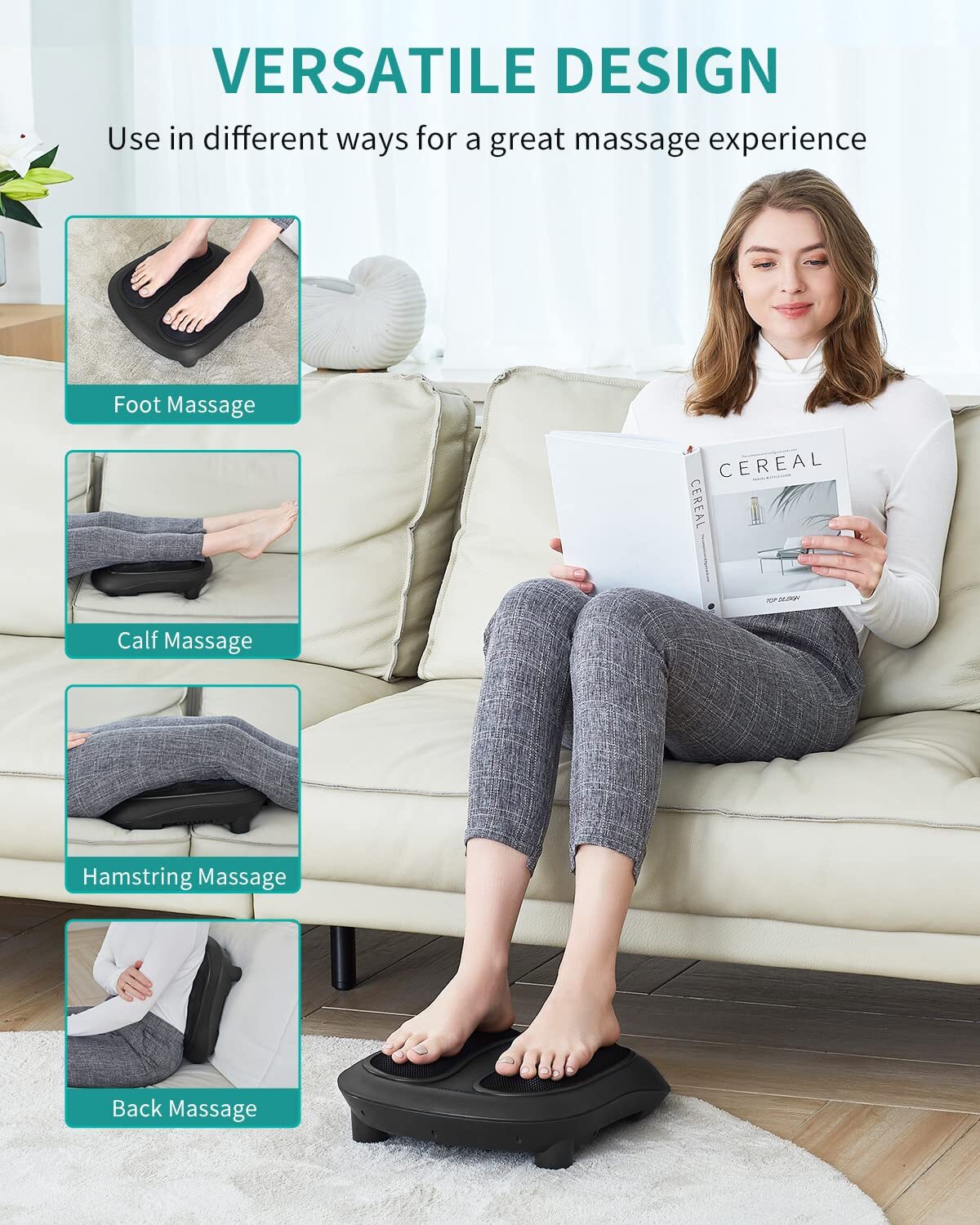 Foot Massager with Heat, Shiatsu Heated Electric Kneading Foot Massager Machi…