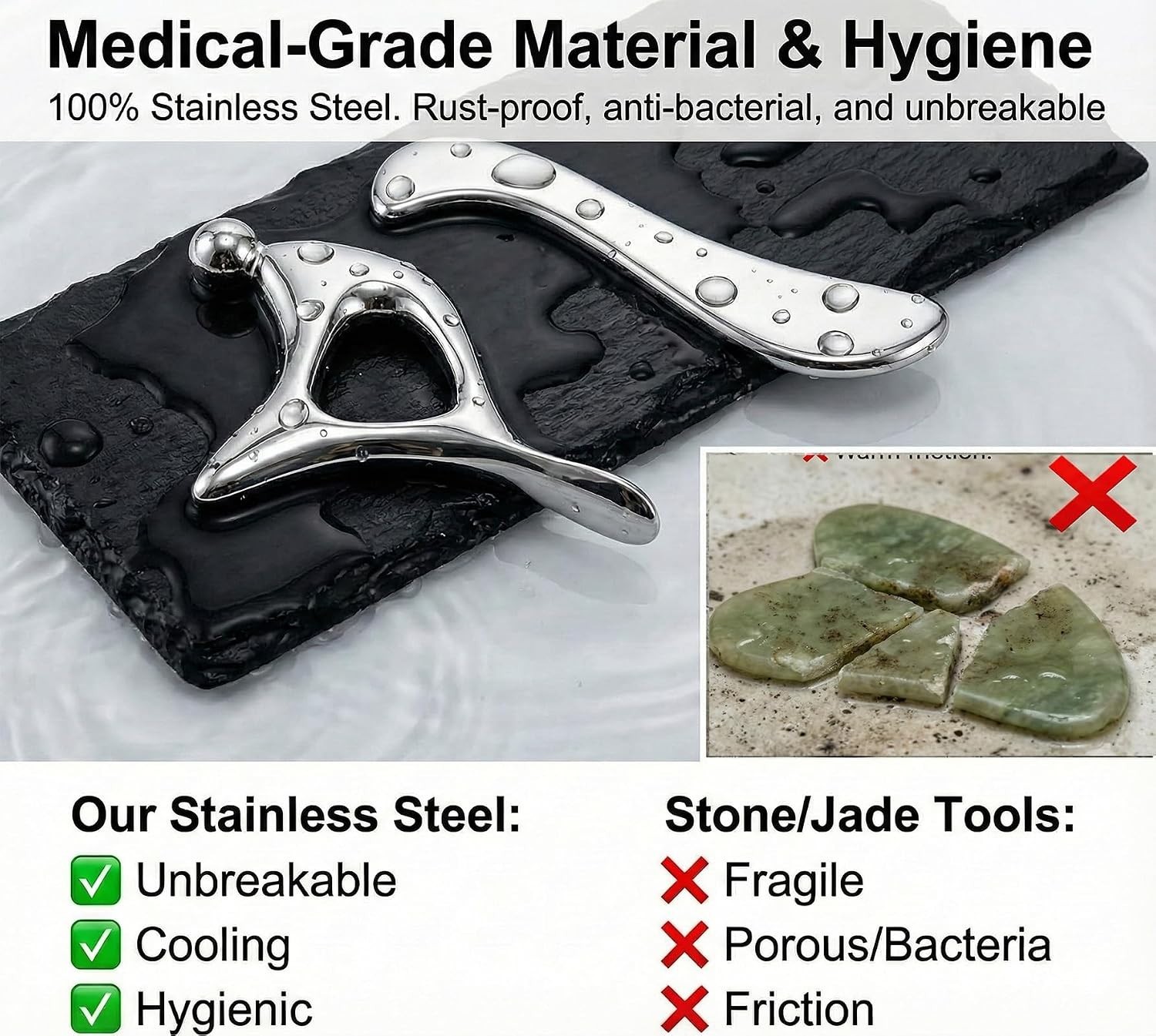 Stainless Steel Muscle Scraper Tool Set – 4Pcs Massage Scraper Tool Gua Sha f…
