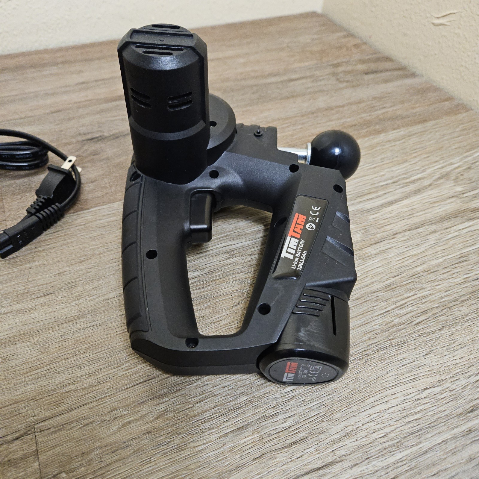 Tim Tam Black Power Massager Deep Tissue Cordless With Charger & Caring Case