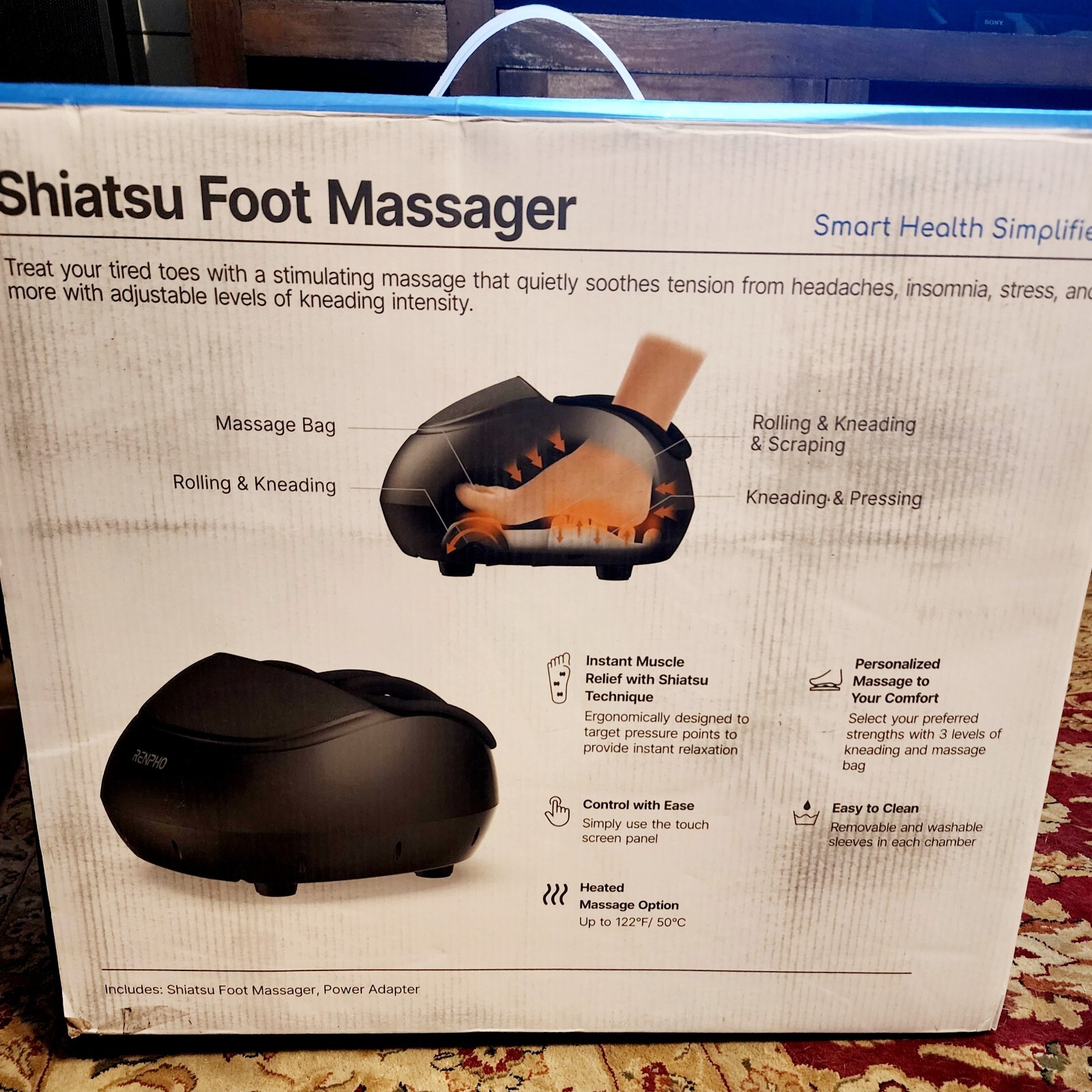 RENPHO Foot Massage Machine with Heat, Shiatsu Foot Massager