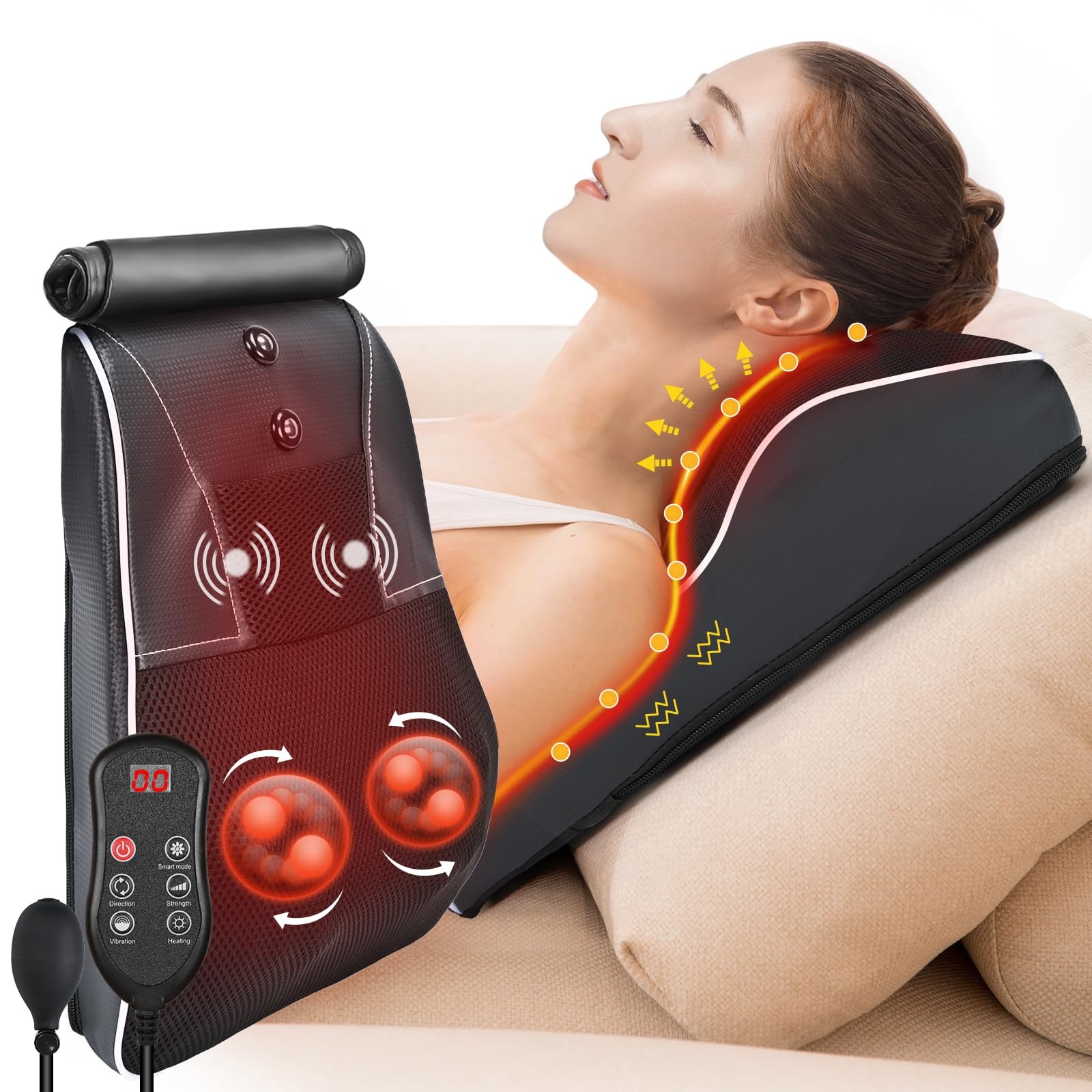 Shiatsu Neck and Back Massager with Heat,Neck Massager for Pain Relief deep T…
