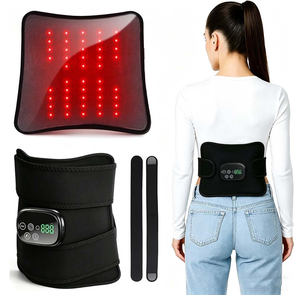Red Light Therapy Back Massager Brace Belt Vibration Heat for Lumbar Pain Relief