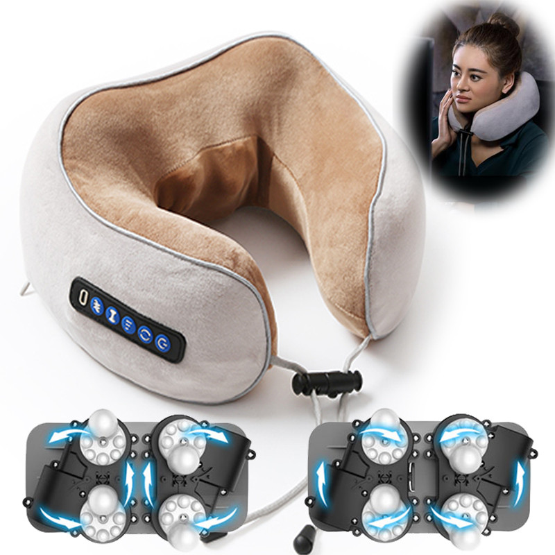 Electric U Shaped Pillow Neck Massager USB Charging Portable Neck Shoulder Cervi