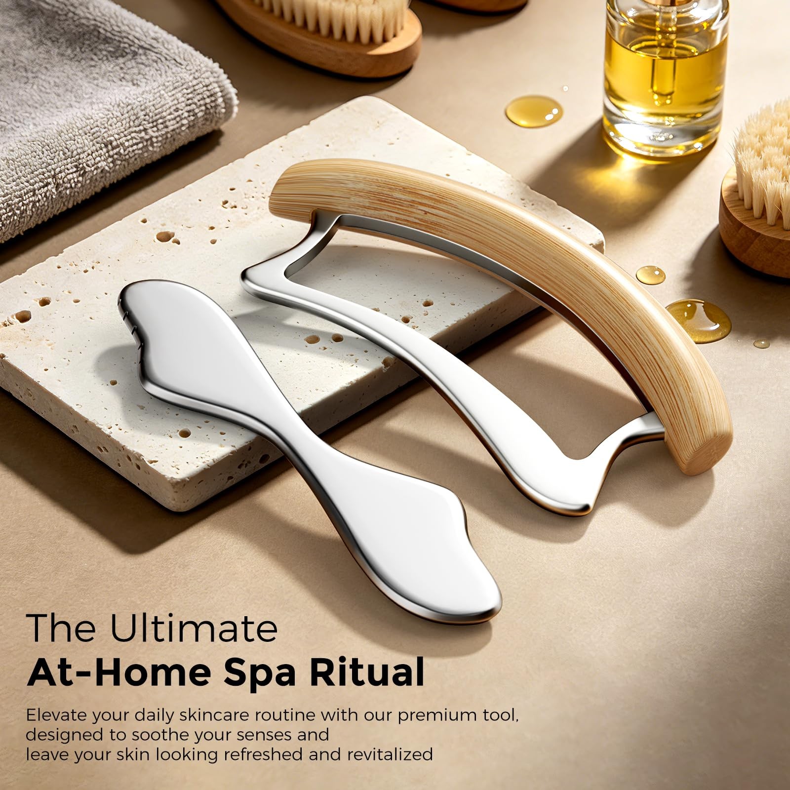 Muscle Scraper Tool Stainless Steel Gua Sha Body Massage Therapy D Handle Set