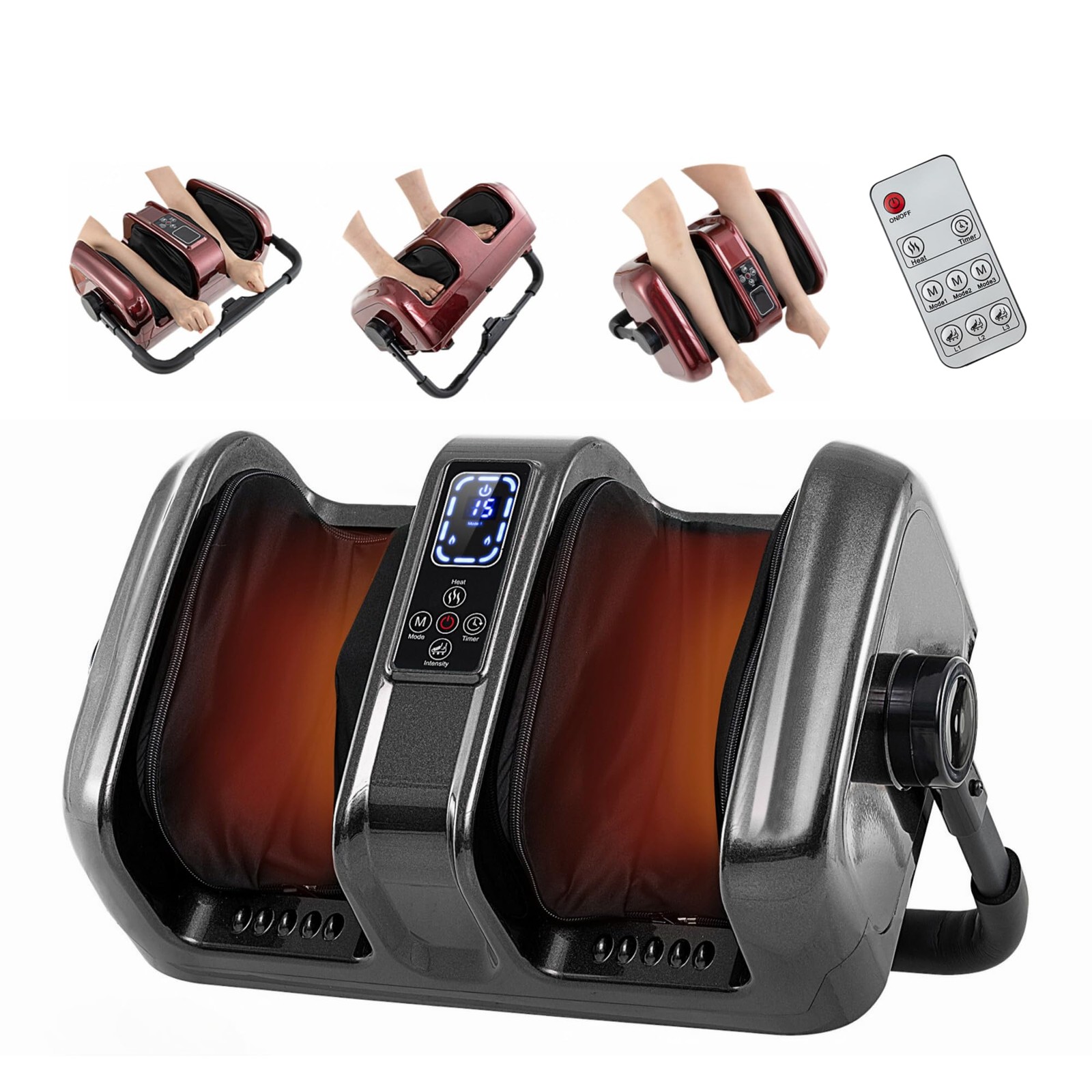 Chefjoy Foot Massager Heat Shiatsu Foot Massager W/ 3 Modes Speed Washable