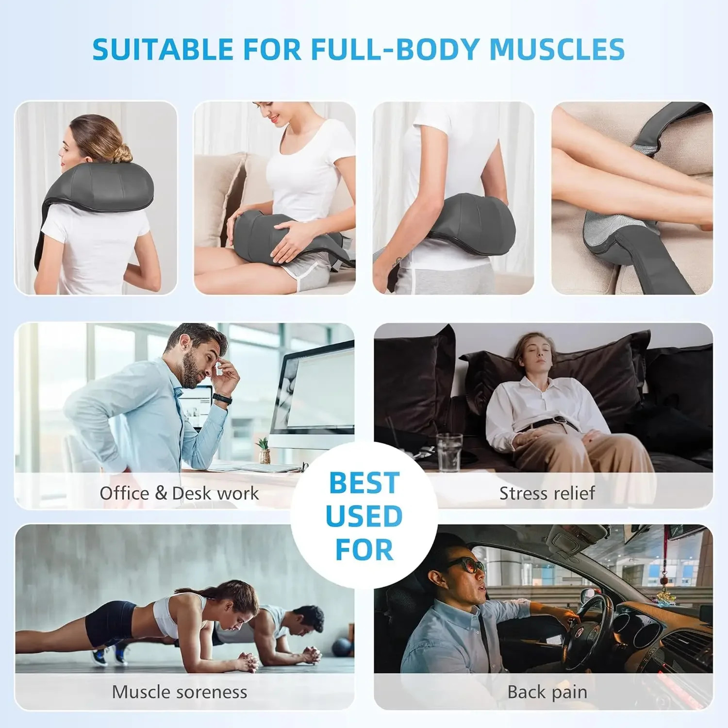 Shiatsu Back Shoulder and Neck Massager, Electric Full Body Massage to Legs Musc
