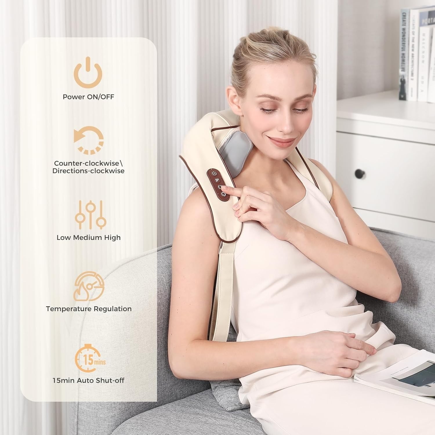Faux Leather 4D Cordless Neck Massager with Auto Shut-off – Luxury Relaxation