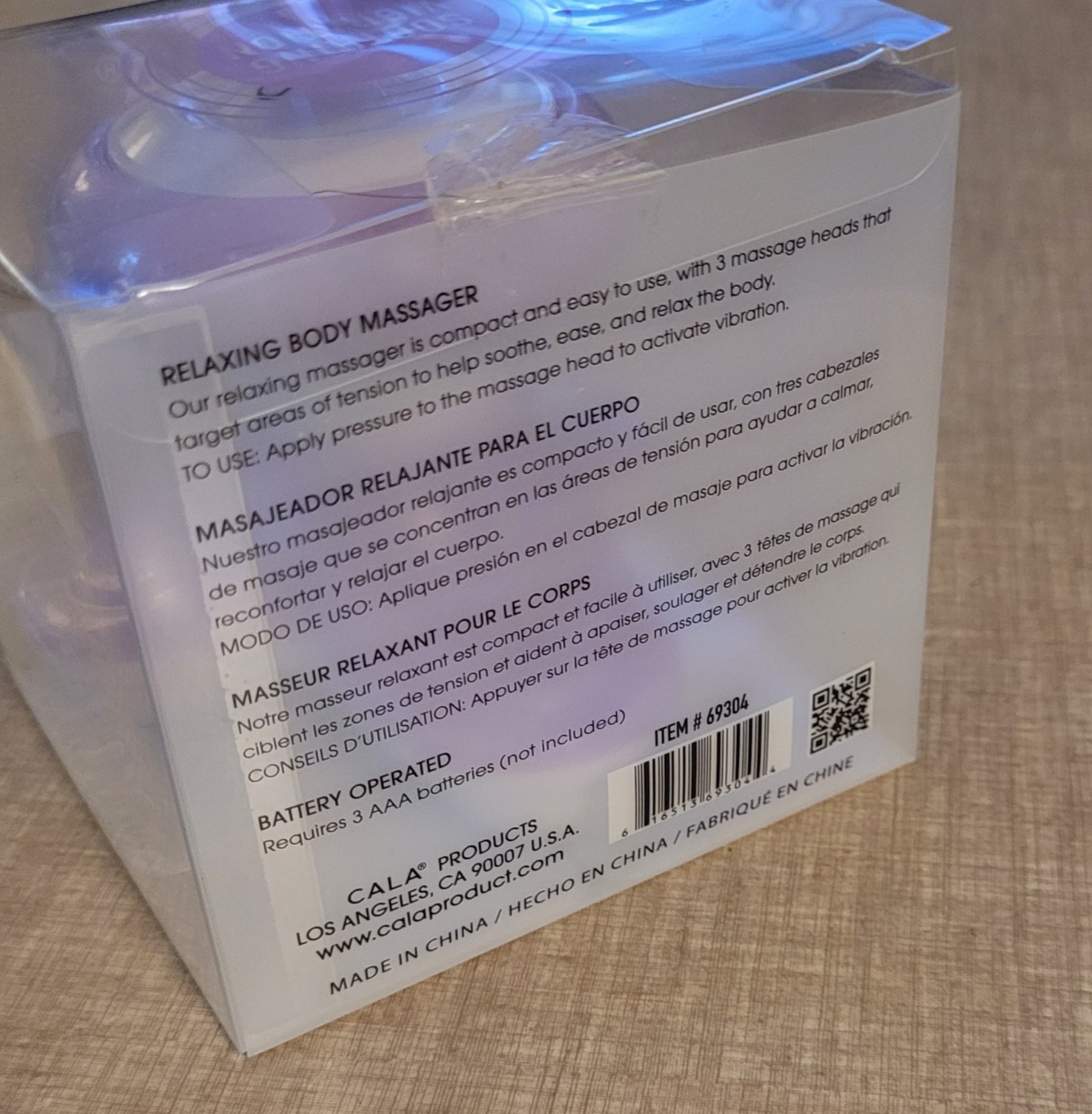CALA Relaxing Body Massager Mini Handheld Vibrating Purple Battery Powered