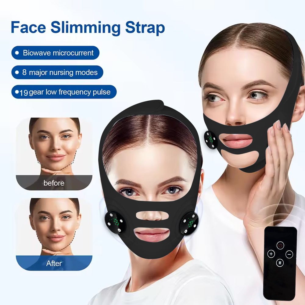 EMS Face Lifting Mask Microcurrent V Line Facial Strap 8 Modes 19 Levels