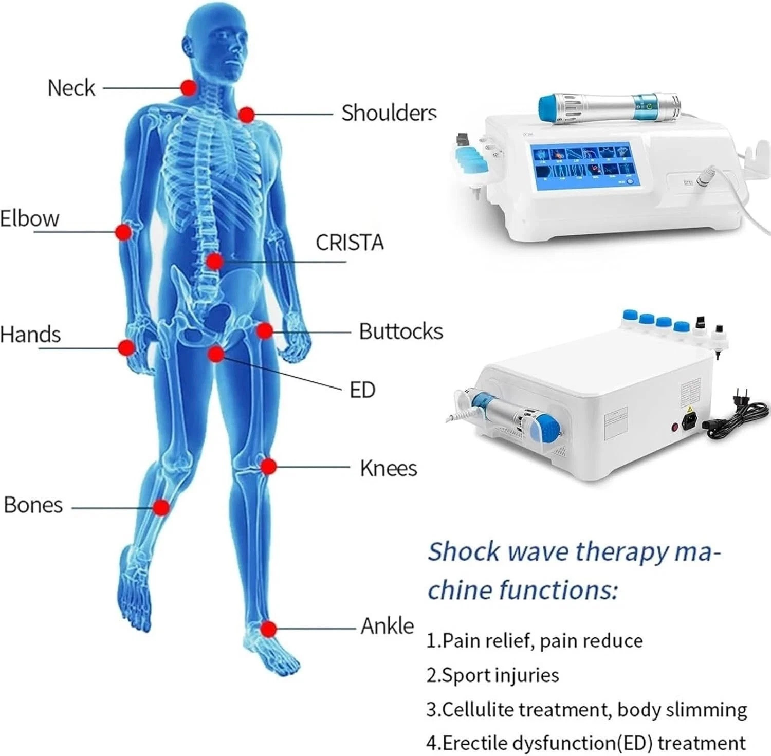 2026 Touch Screen Shockwave Therapy Machine For Muscle Pain Removal ED Treatment