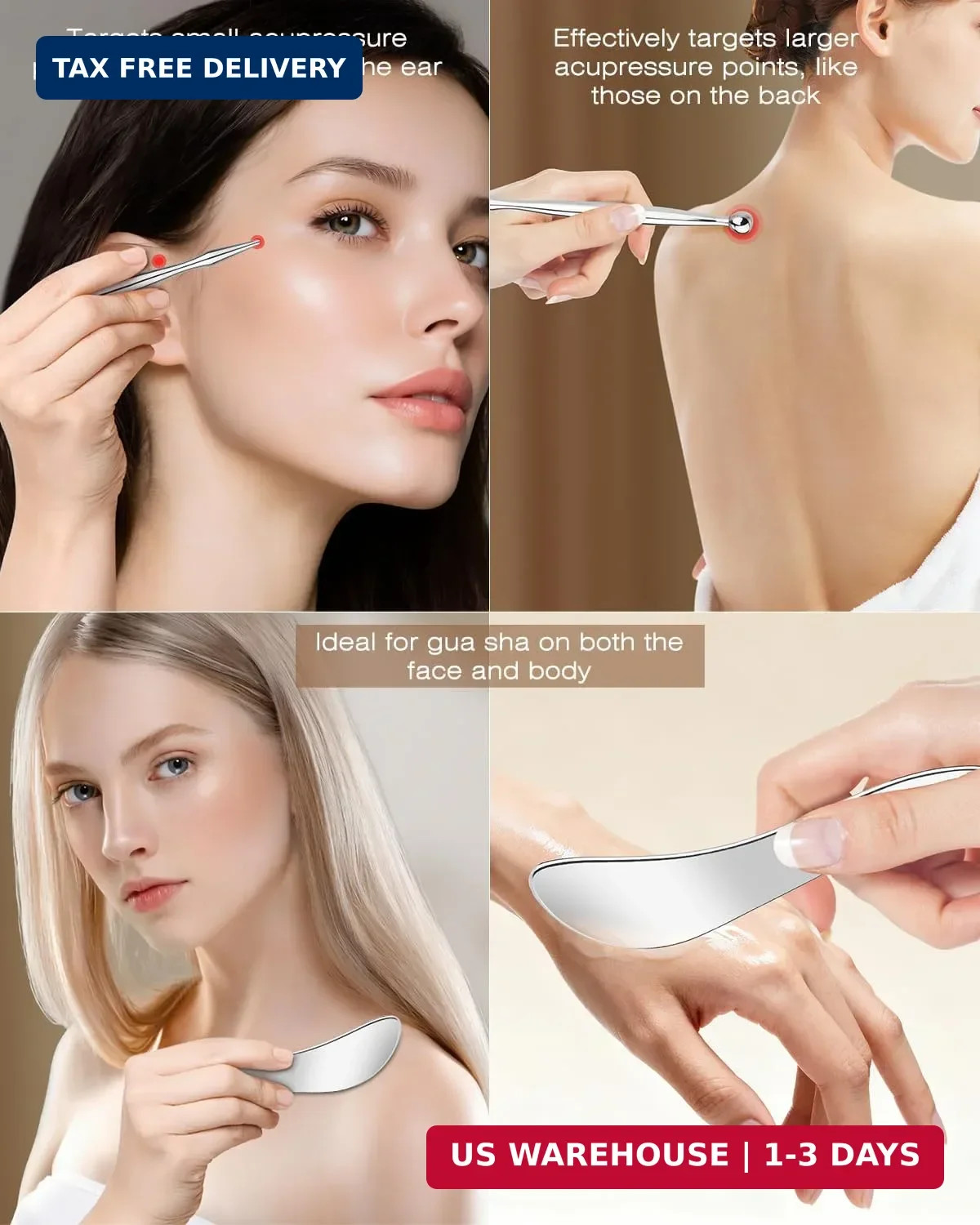 2 in 1 Acupressure Pen and Scraper Set, Stainless Steel Muscle Scraper Tool, Bod