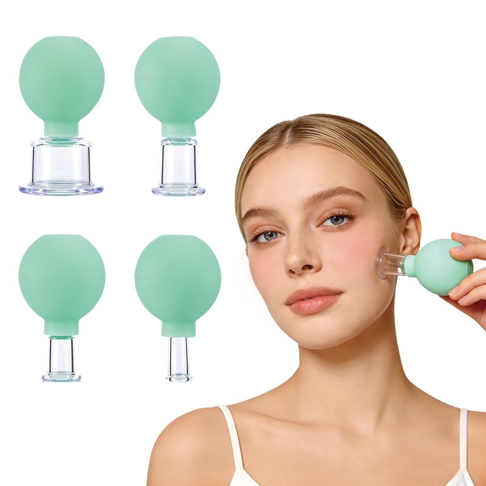 Facial Cupping Set – Eye Vacuum Massage, Anti-Cellulite Cups, 4 Sizes for Spa &