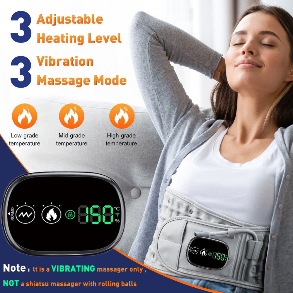 Inflatable Heating Massage Decompression Belt Lumbar for Lower Back Pain Relief