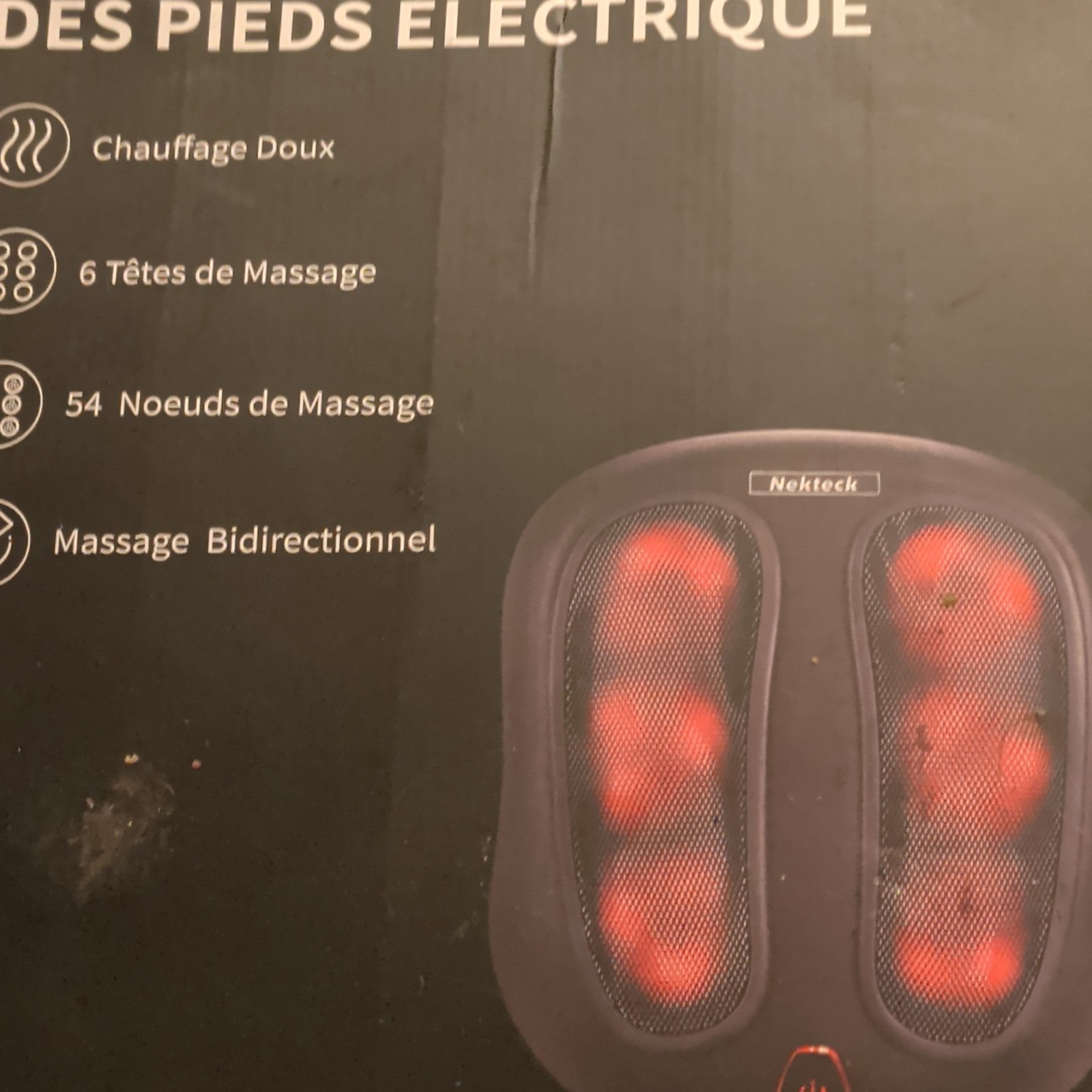 Nekteck Shiatsu Foot Massager Machine Kneading Heat Black NK-FM-100-BLK