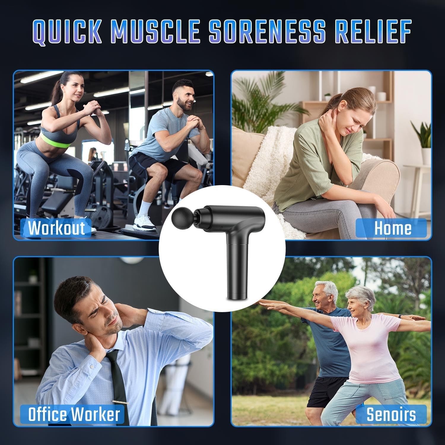 cotsoco Massage Gun Deep Tissue, Muscle Massage Gun with 9 Attachment Heads 20 S