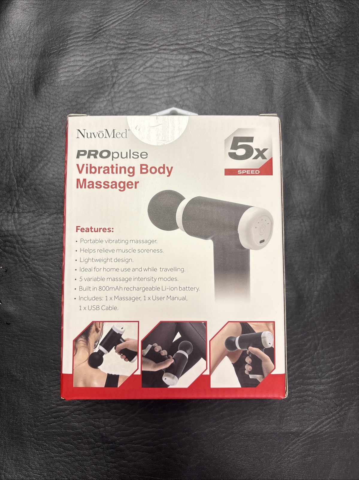 NuvoMed PROpulse Vibrating Body Massager 5 Speed Muscle Gun Rechargeable Battery