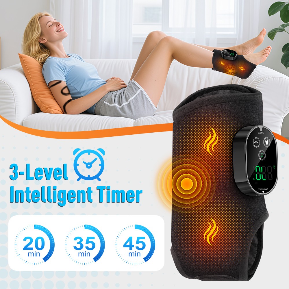 Electric Foot and Ankle Massager Brace for Pain Relief Heating Vibration Therapy