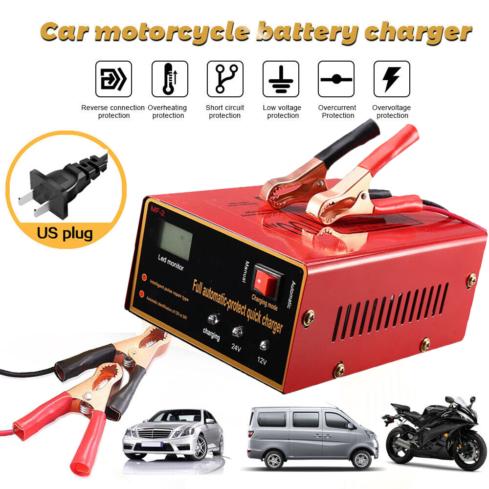 Car Battery Charger Heavy Duty Smart Automatic Intelligent Pulse Repair 12V/24V