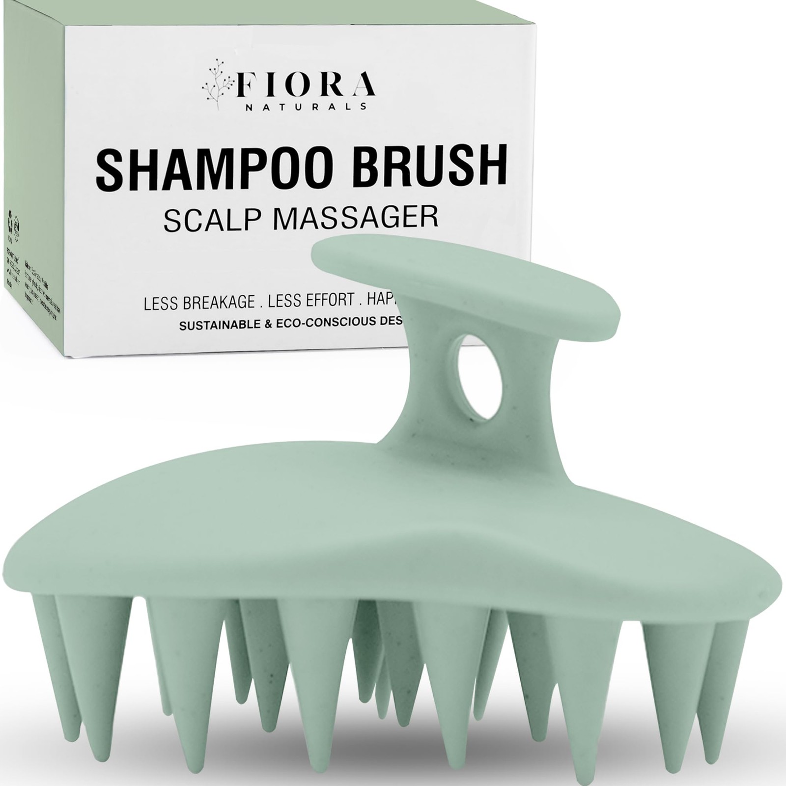 Fiora Naturals Scalp Massager Shampoo Brush – Silicon Scrubber & Sage