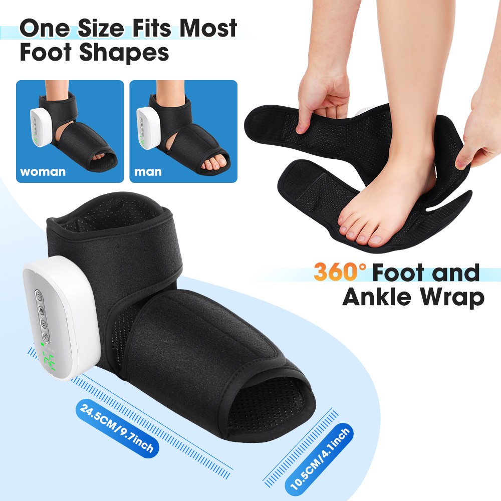 Foot Ankle Massager Air Compression Massage Boot 3000mAh 15MinTimer Heat Therapy
