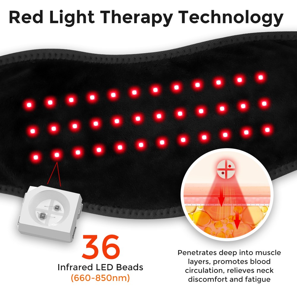 Red Light Therapy for Neck and Shoulders Wrap,Cordless Infrared Heating Pad Belt