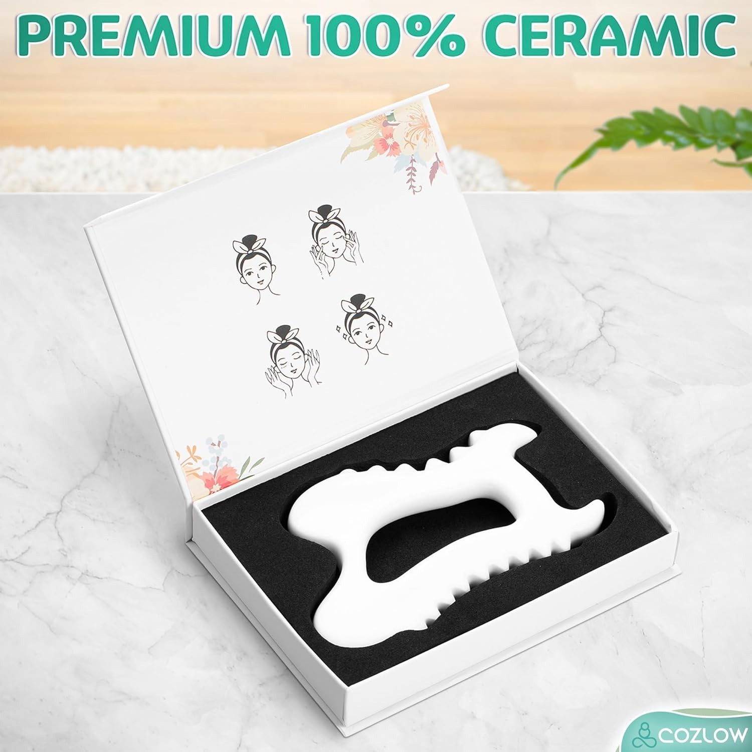 Portable Ceramic Gua Sha Tool for Effective Lymphatic Drainage & Relaxation