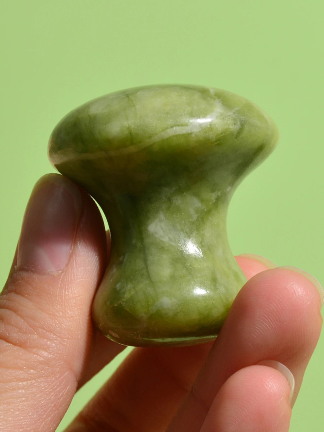 1pc Natural Green Quartz Mushroom Facial Roller Massage Beauty Tool – NEW