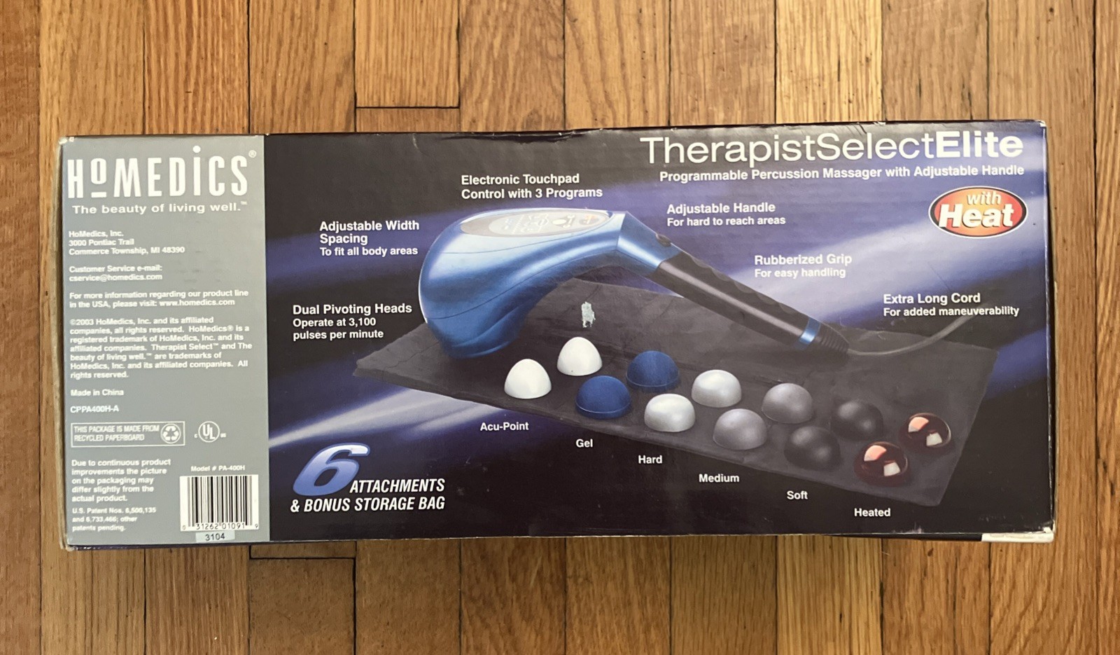 Homedics PA-400H Therapist Select Elite Handheld Percussion Massager W/ Heat NEW