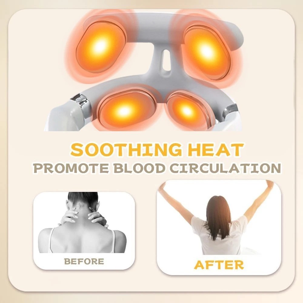 Electric Cervical Neck Massager Smart Pulse Shoulder Pain Relief Rechargeable
