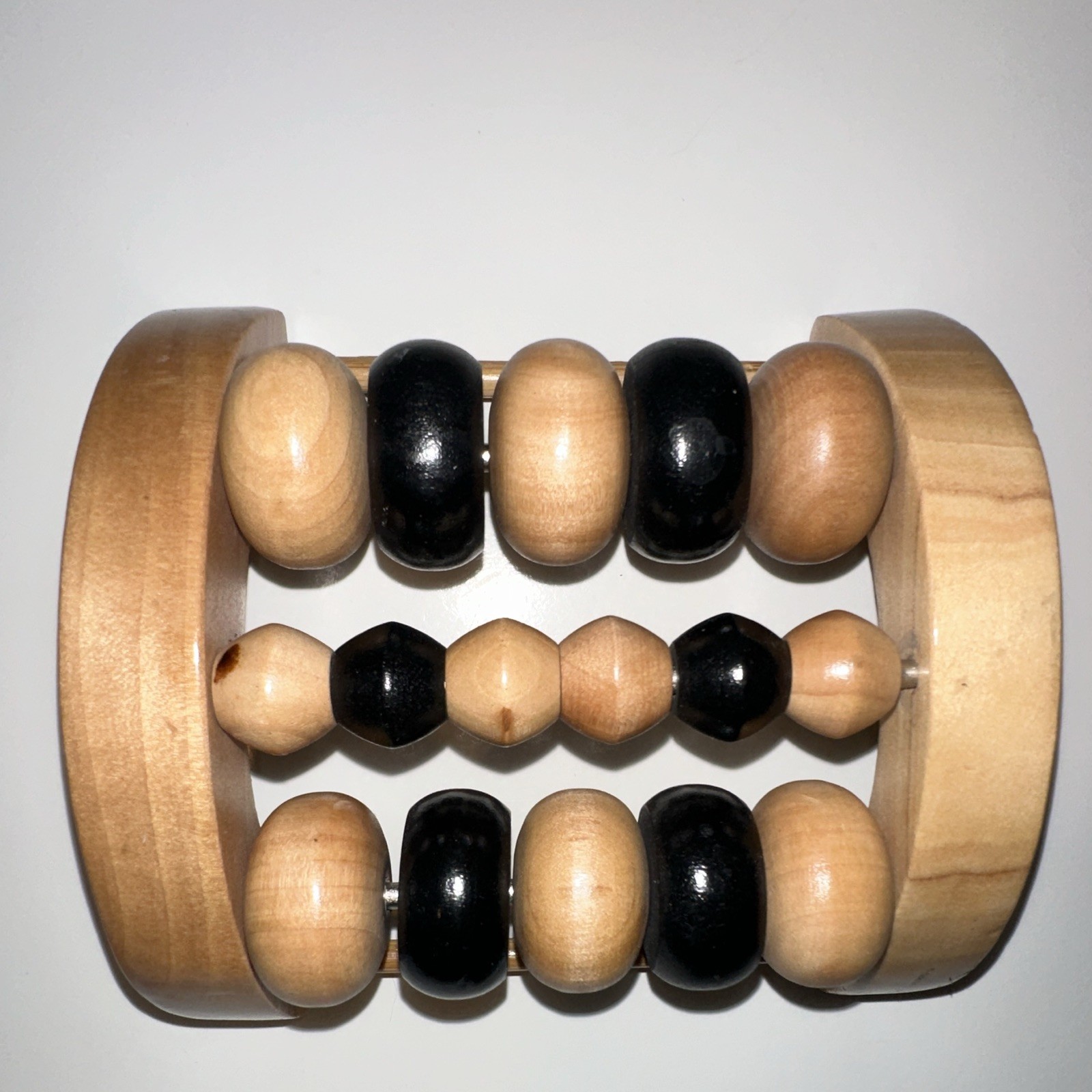 Heart Wooden Manual Rolling Foot Massager Roller, Brown/Black, 10 Heads