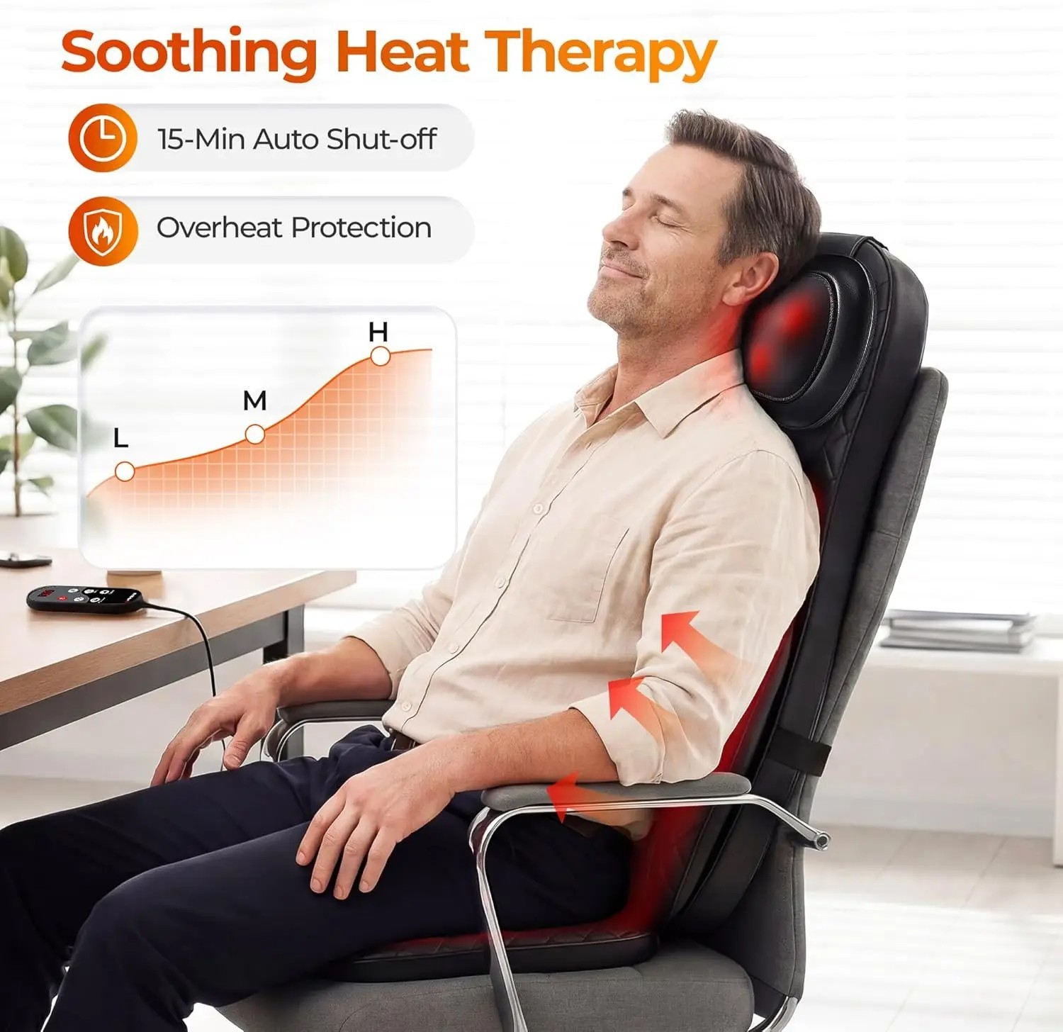 Full Body Massage Chair Pad Shiatsu Heat Compression Neck Back Shoulder Cushion