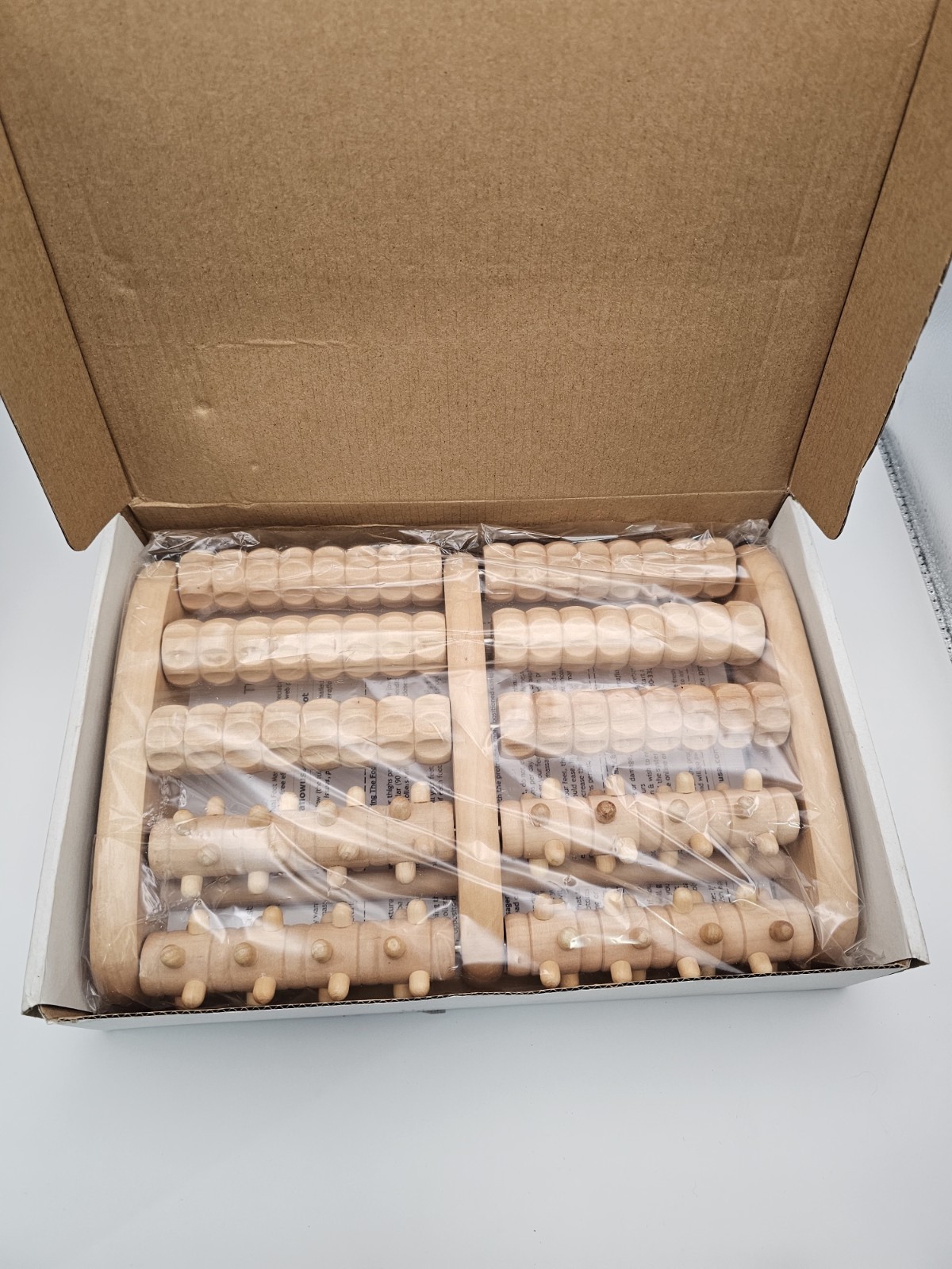 TheraFlow TF600 Dual Foot Acupressure Massager Wooden Reflexology Roller NEW