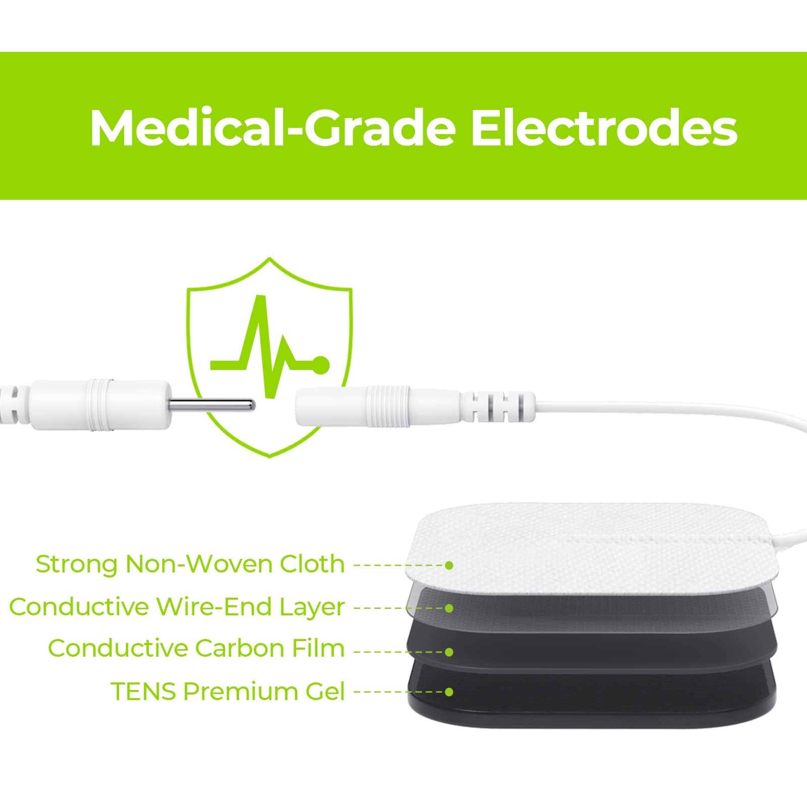 Reusable 2″x2″ TENS Unit Electrode Pads – 48 Pcs, Latex-Free, Self-Adhesive, Com