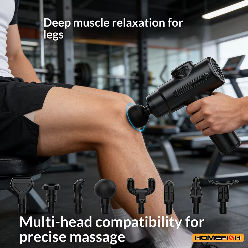 Electric Deep Tissue Massage Gun with 8 Interchangeable Heads for Arms, Back,…